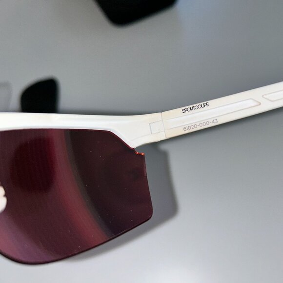 100% Sportcoupe Sunglasses White w/Red Mirrored HiPer Interchangeable Lens - Picture 7 of 11